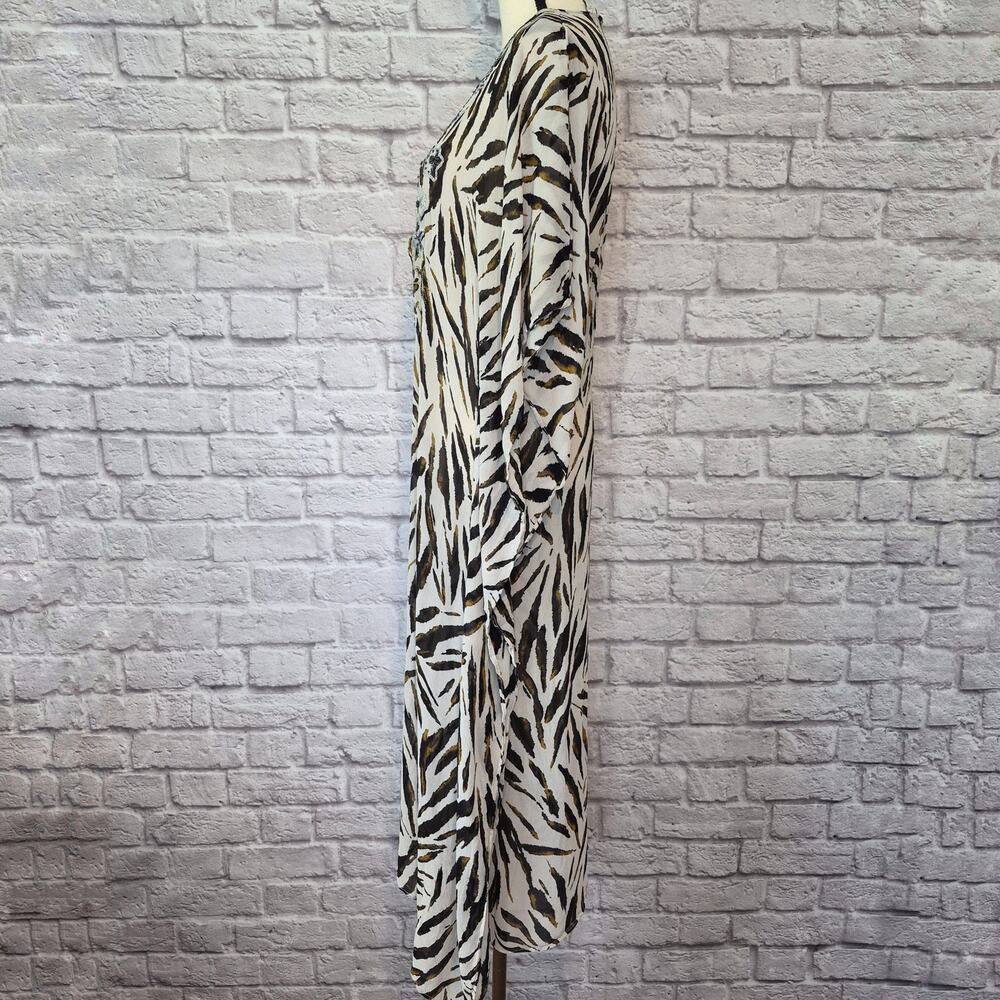 Spiegel Vintage Zebra Kaftan Maxi Dress Beaded Sequin Bohemian Cover Up Size M - Picture 7 of 11